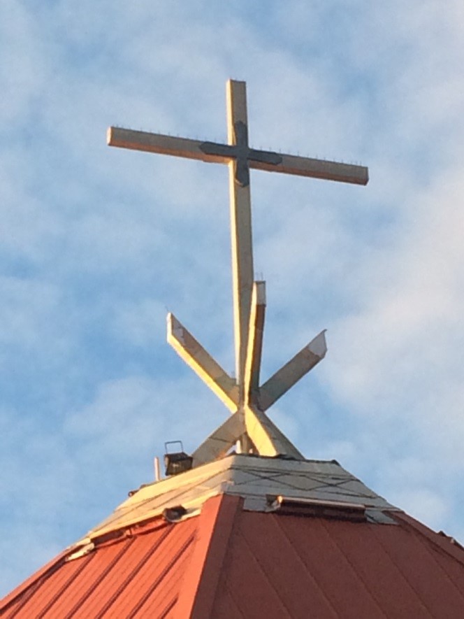 Cross on the top of St Theresa Of the Child Jesus Church, Deline.